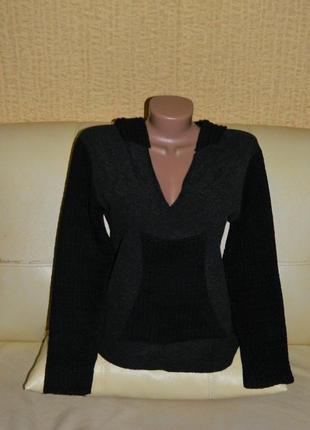 Р 44-46 кофта жіноча темно-сіра з чорними рукавами і капюшоном