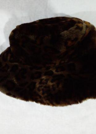 Хутряна капелюх панама принт леопард5 фото