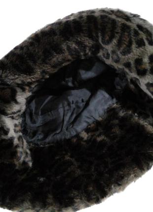 Хутряна капелюх панама принт леопард6 фото