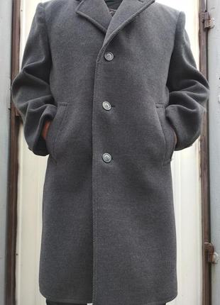 Винтажное мужское демисезонное шерстяное пальто драп темно-серое пр-ва ссср