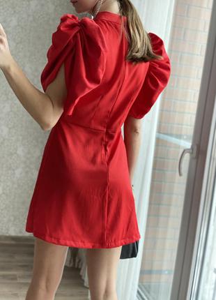 Новое нарядное красное платье с объёмными рукавами hm размер 34,36,384 фото