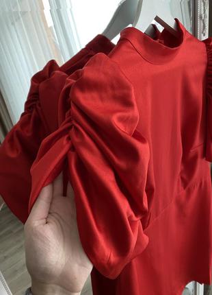Новое нарядное красное платье с объёмными рукавами hm размер 34,36,385 фото