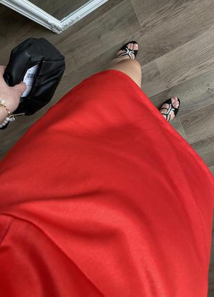 Новое нарядное красное платье с объёмными рукавами hm размер 34,36,383 фото