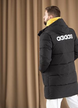 Мужская зимняя куртка парка длинная adidas черная, спортивная парка куртка на парня адидас зимняя5 фото