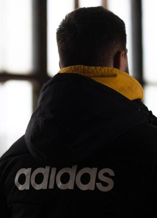 Мужская зимняя куртка парка длинная adidas черная, спортивная парка куртка на парня адидас зимняя10 фото