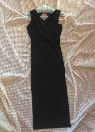 Стильное черное  миди платье на запах boohoo3 фото