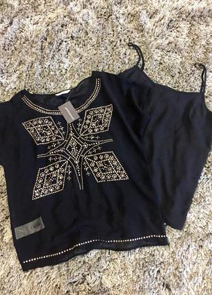 2 в 1, нарядна блузка promod. м. чорна(чорная)1 фото