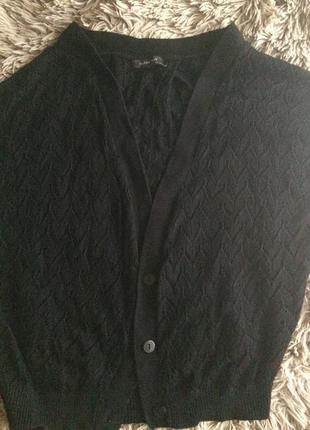 Черный кардинан ажурной вязки mango suit