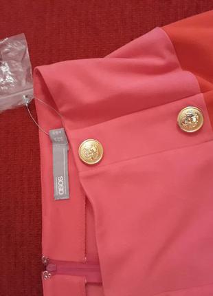 Юбка asos  красно-розовая с золотыми пуговицами7 фото