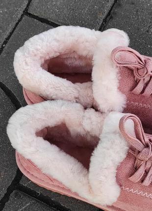 Угги  укороченные ботинки автоледи пудровые розовые3 фото