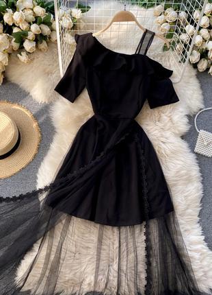 Черное нестандартное платье s\m4 фото