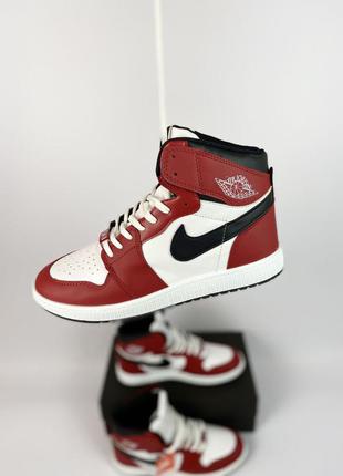 Мужские кроссовки locker nike air jordan 1 красные с белым/черным