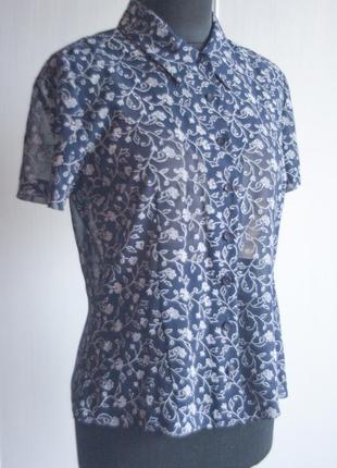 #розвантажуюсь синя легка блуза, сорочка в квіти