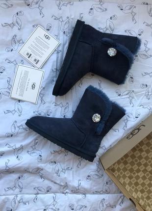 Отличные теплые угги ugg bailey button blue1 фото