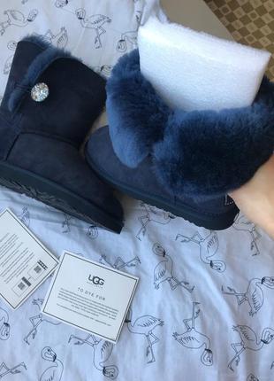 Отличные теплые угги ugg bailey button blue2 фото