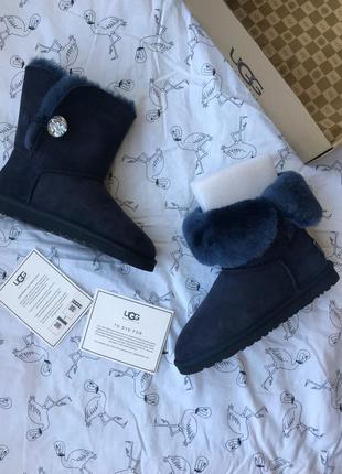 Отличные теплые угги ugg bailey button blue3 фото