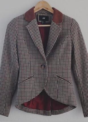 Жакет пиджак гуся лапка твидовый с шерстью сток1 фото