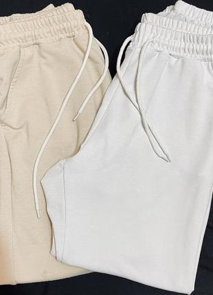 Жіночі спортивні штани з кишенями, брюки джоггеры трикотажні двунітка однотонні (чорний, бежевий, білий