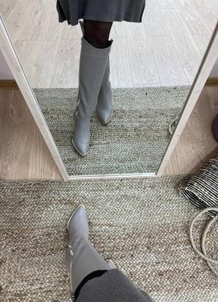 Ексклюзивні чоботи козаки натуральна італійська шкіра бежеві8 фото