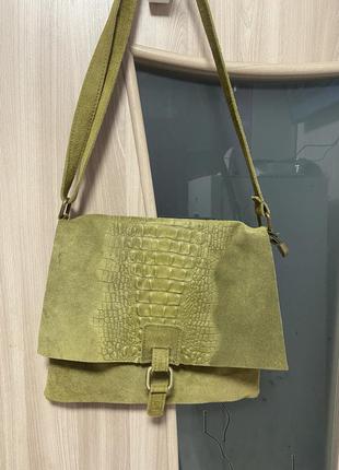Кожаная, замшевая  сумка кроссбоди genuine leather