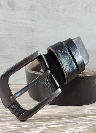 Джинсовый темно коричневый ремень с эфектом мятой кожи