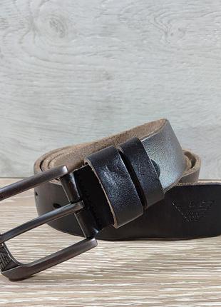 Джинсовый темно коричневый ремень с эфектом мятой кожи