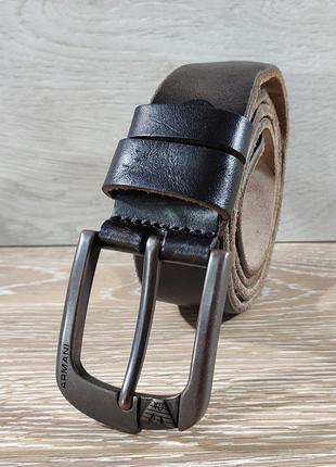 Джинсовый темно коричневый ремень с эфектом мятой кожи