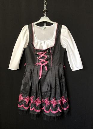 Outfit дирндль розовый с черным баварский костюм8 фото