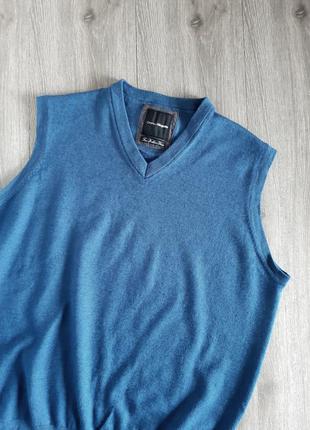 Жилетка жилет светр, пуловер синя меринос 50%,розмір 50-52