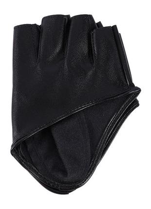 Перчатки без пальцев кожаные варежки неформальные байкерские стильные полуперчатки хелловин харли квин5 фото