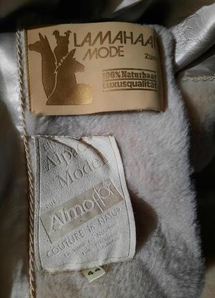 Лакшері розкішна шуба пальто з лами альпака нюд пудра lama haar mode2 фото