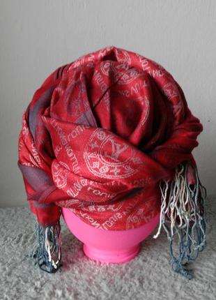 Женский  красный платок/тюрбан/ палантин большого размера2 фото