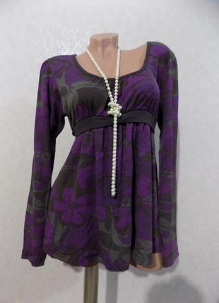 Кофта-туника с завышенной талией с поясом размер 48-50