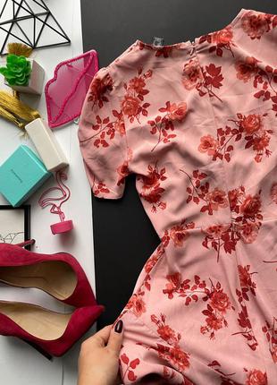 👗шикарное розовое закрытое платье миди с цветами/длинное пудровое платье рыбка в цветах👗8 фото