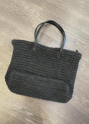 Чорна плетена сумка шопер h&m