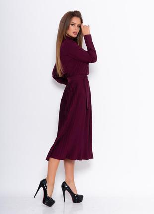 Фіолетова сукня-сорочка з плісированим низом2 фото