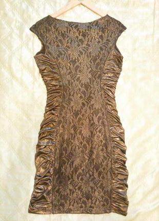 Коктейльное платье бронзового цвета2 фото