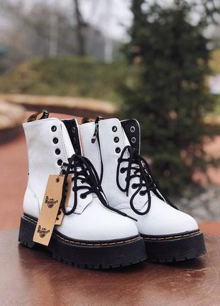 ❄️dr.martens jadon white black fur zip❄️женские зимние белые ботинки доктор мартинс с мехом, жіночі зимові ботинки мартінси жадон