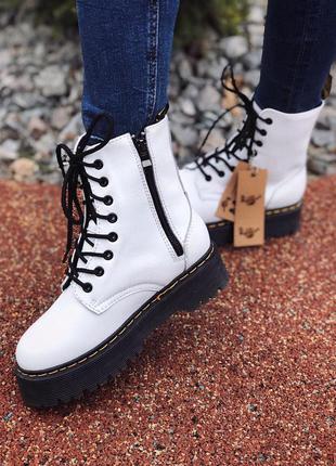 ❄️dr.martens jadon white black fur zip❄️женские зимние белые ботинки доктор мартинс с мехом, жіночі зимові ботинки мартінси жадон5 фото