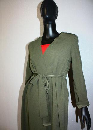 Кардиган удлиненный жакет пиджак накидка текстурный хаки, uk, m/l (3969)3 фото