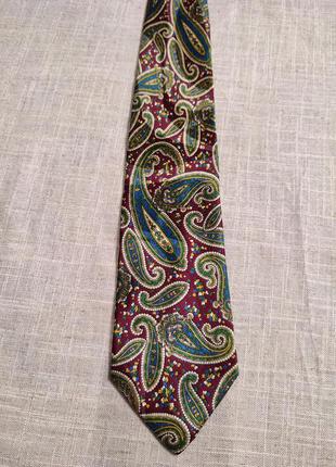 Краватка шовкова різнокольорова з принтом турецький огірок pierre cardin2 фото