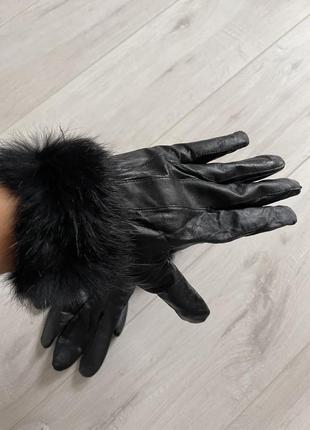 Кожаные перчатки ,натуральные кожаные перчатки с мехом3 фото