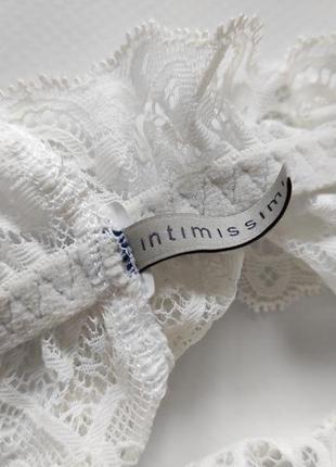 Кружевная подвязка свадебная на девичник intimissimi фирменная кружевная белая с синим5 фото