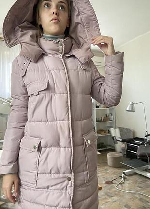 Пуховик пудровий теплий