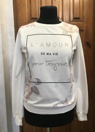 Світшот білий з квітковим принтом