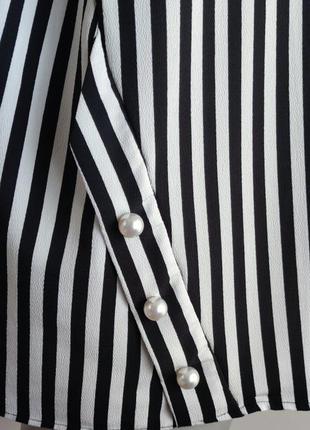 Рубашка zara в полоску с жемчужными бусинами5 фото