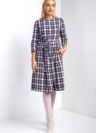 Бавовняне плаття-сорочка marisa з відрізний спідницею і укороченими рукавами в клітку garne1 фото