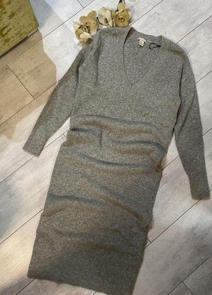 Вязаное платье в рубчик шерстяное h&amp;m премиум 💯 % шерсть оверсайз кашемир в рубчик1 фото
