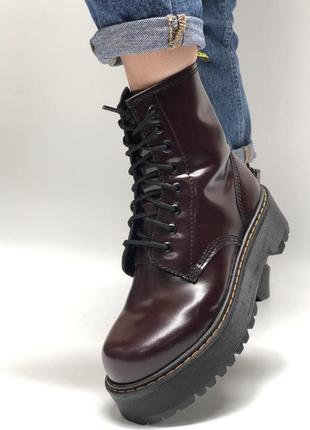 Жіночі демі черевики. dr martens jadon bordo. натуральна матова шкіра.3 фото