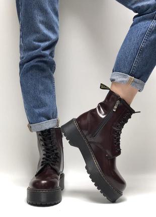 Жіночі демі черевики. dr martens jadon bordo. натуральна матова шкіра.5 фото